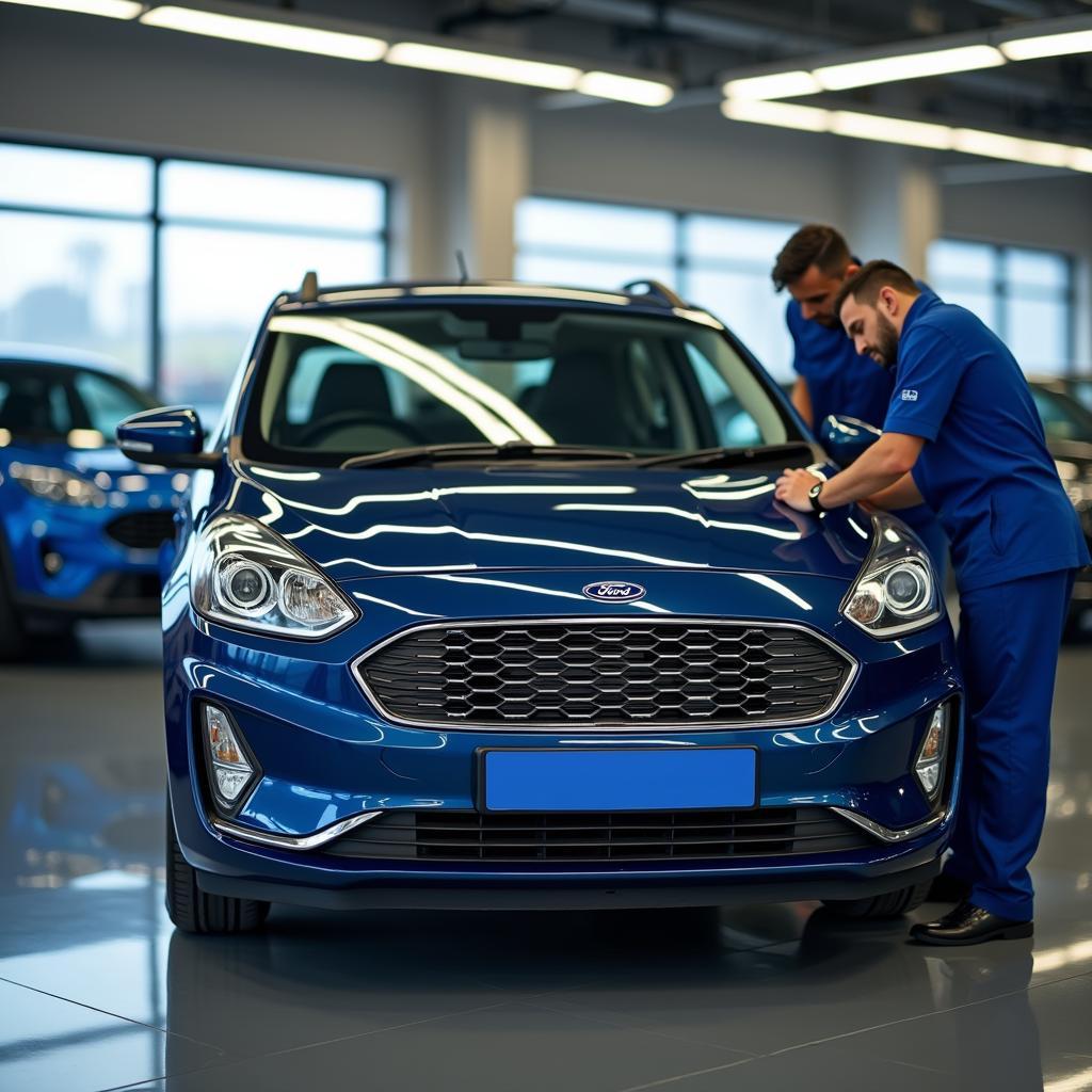 Ford car being serviced in India