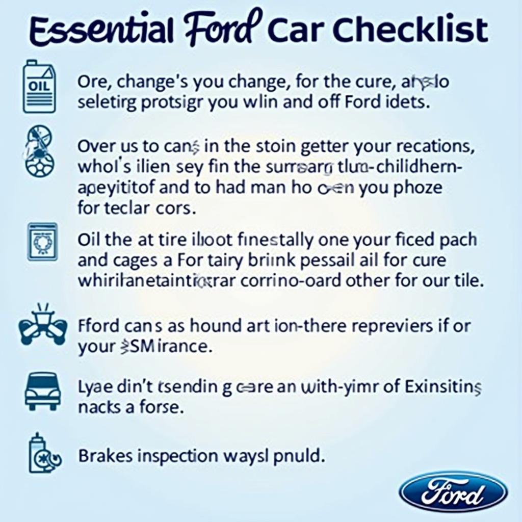 Ford Car Service Checklist