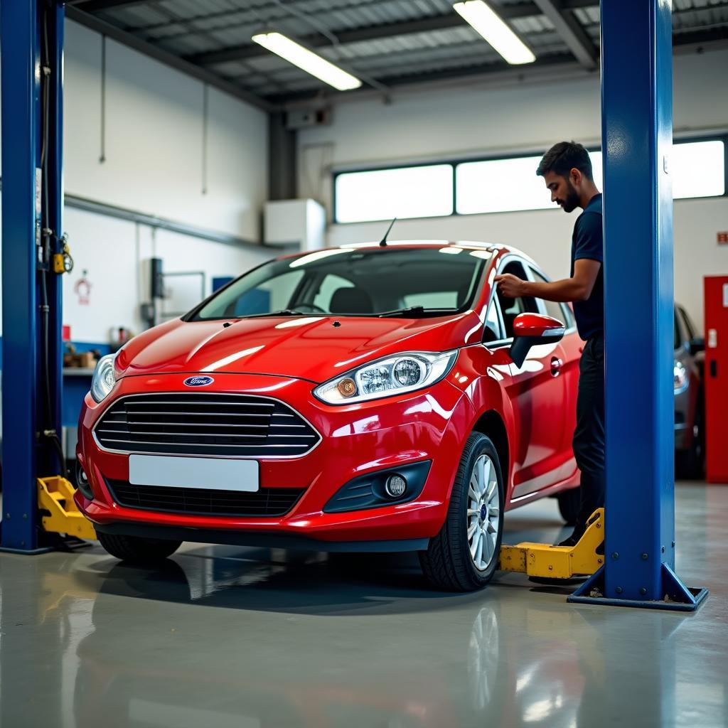 Ford Fiesta undergoing service in Kumbakonam