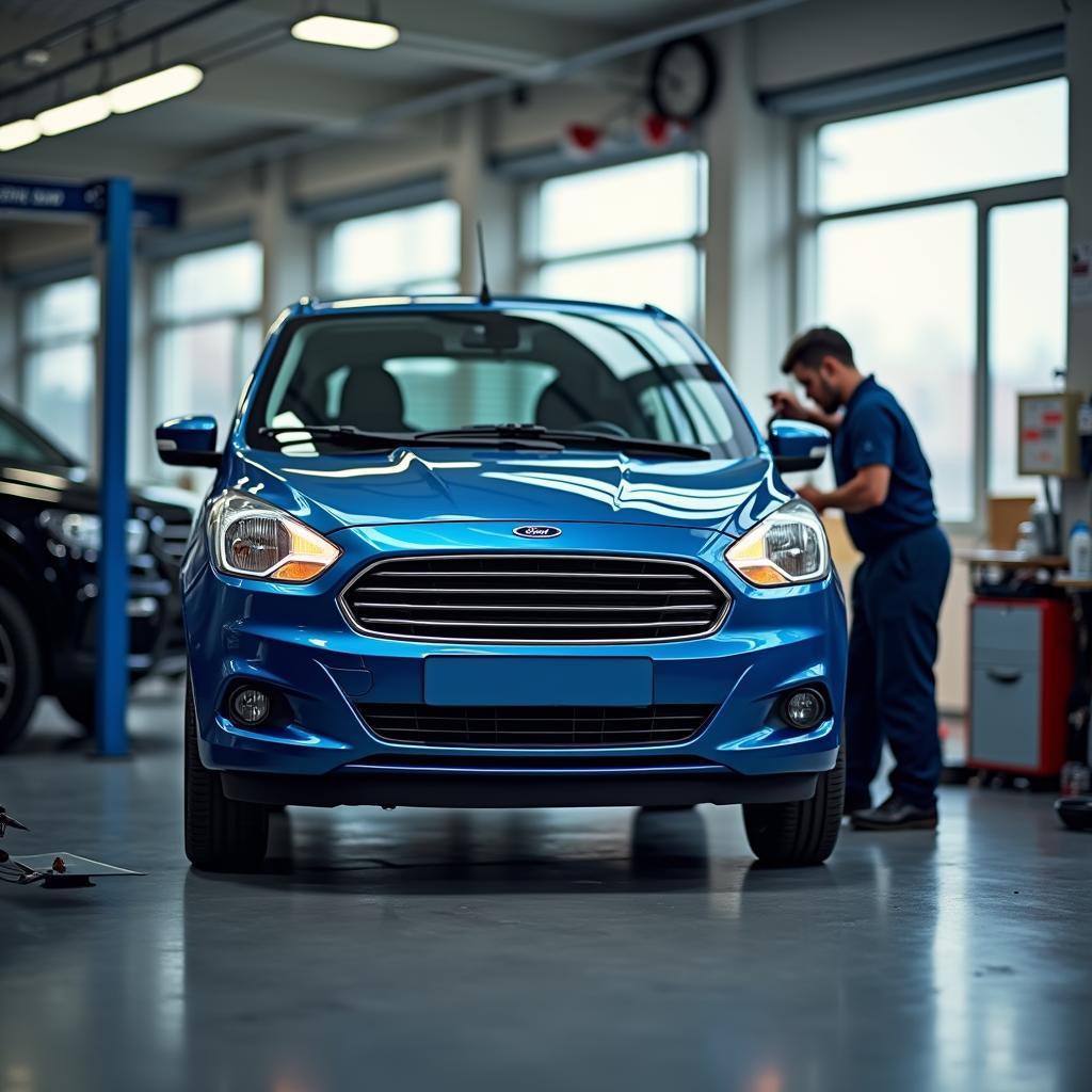 Ford Figo undergoing regular maintenance