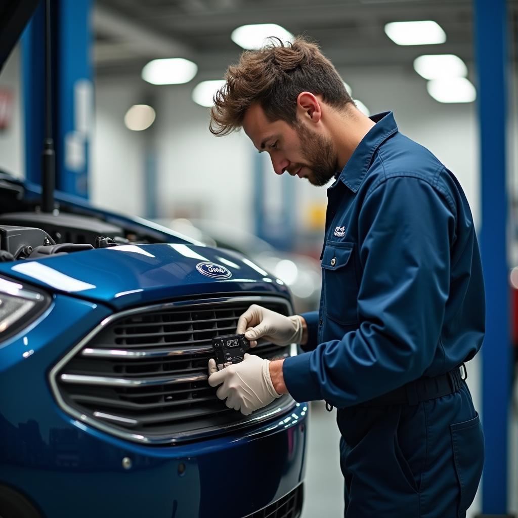 Ford Mechanic Servicing a Vehicle