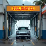 Car getting a full-service wash