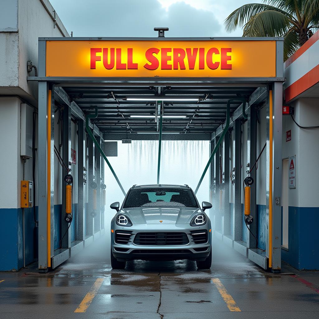 Car getting a full-service wash