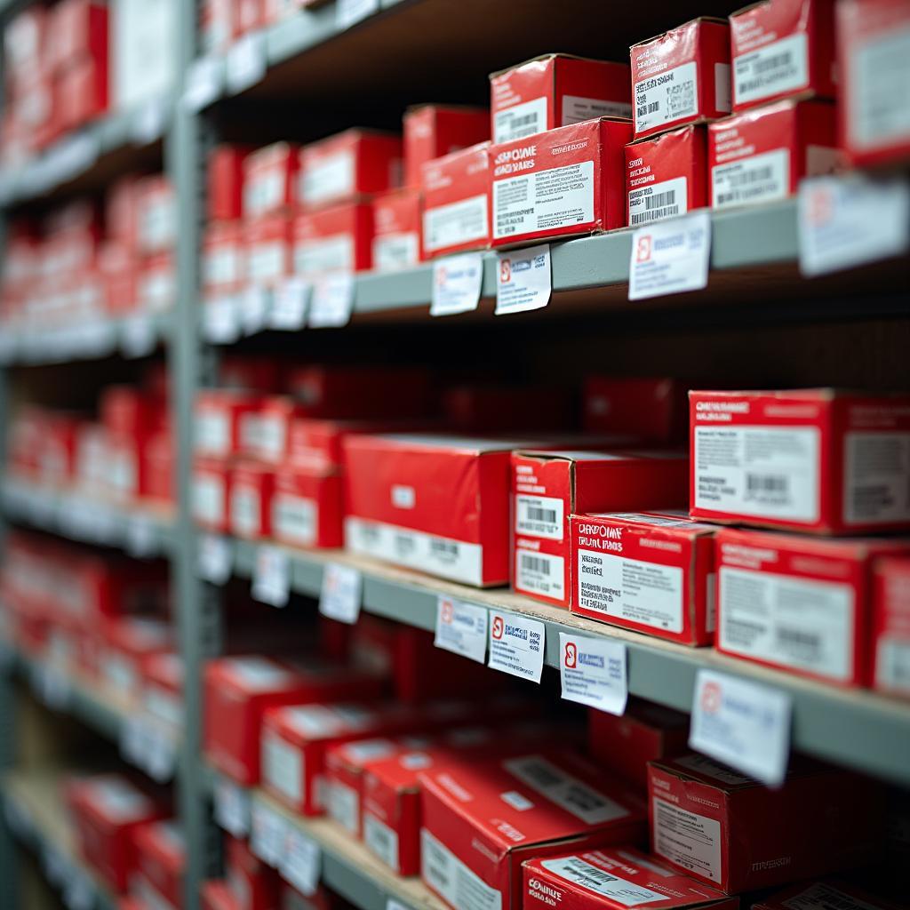 Genuine Honda Parts Displayed on Shelf in Navi Mumbai Service Center