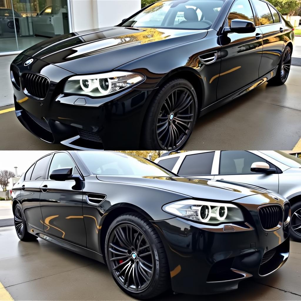 A sparkling clean BMW after a self service car wash