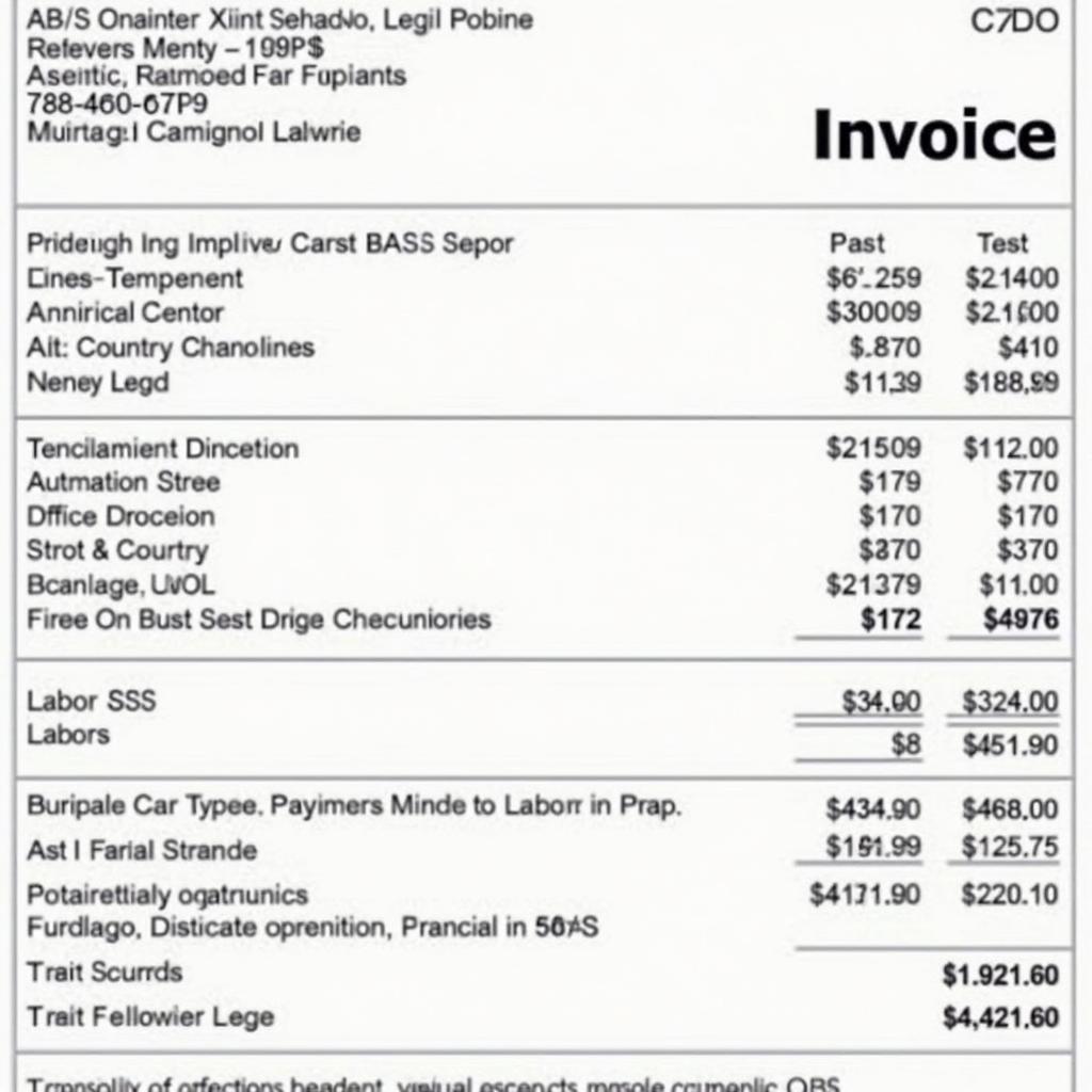 Car service invoice showing GST charges