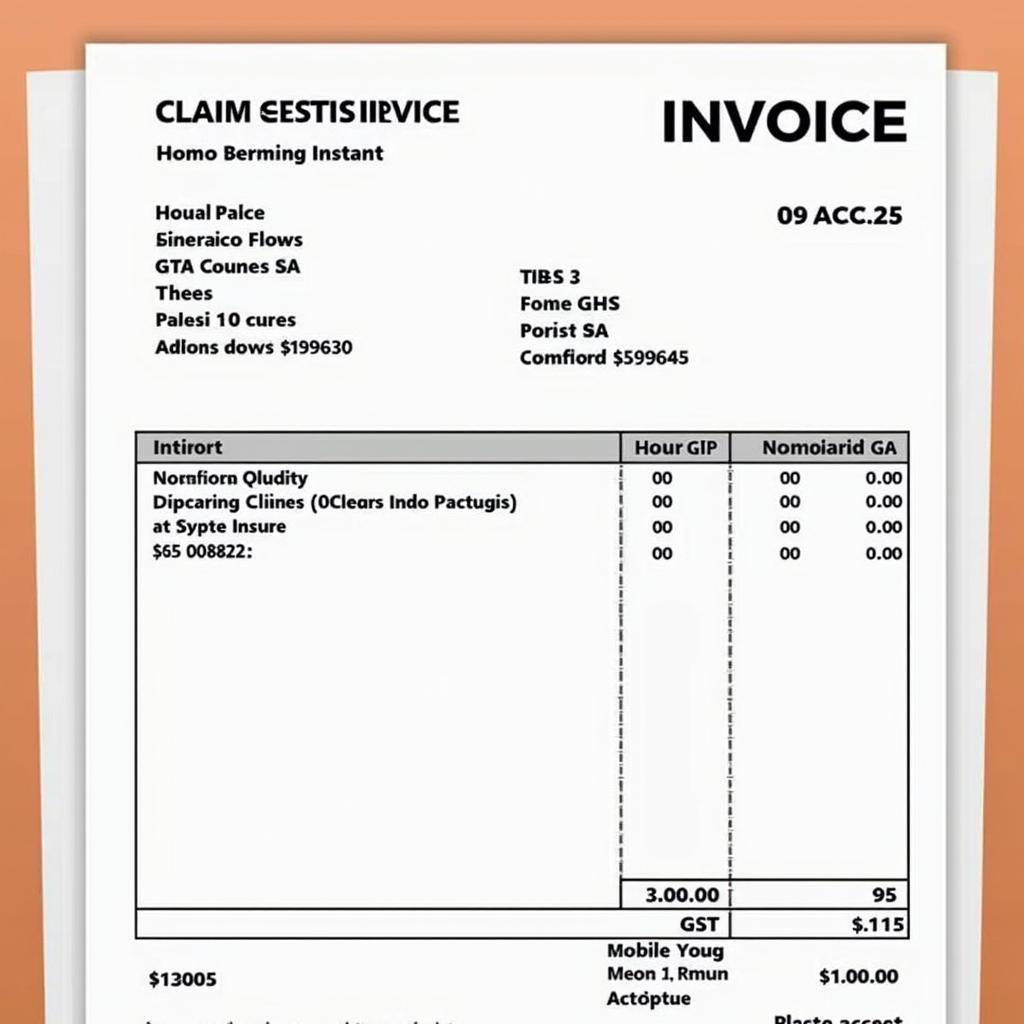 Car Service Invoice with GST Breakdown