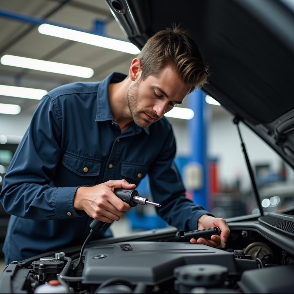 Gulf Shores Car Service Mechanic Inspecting a Vehicle