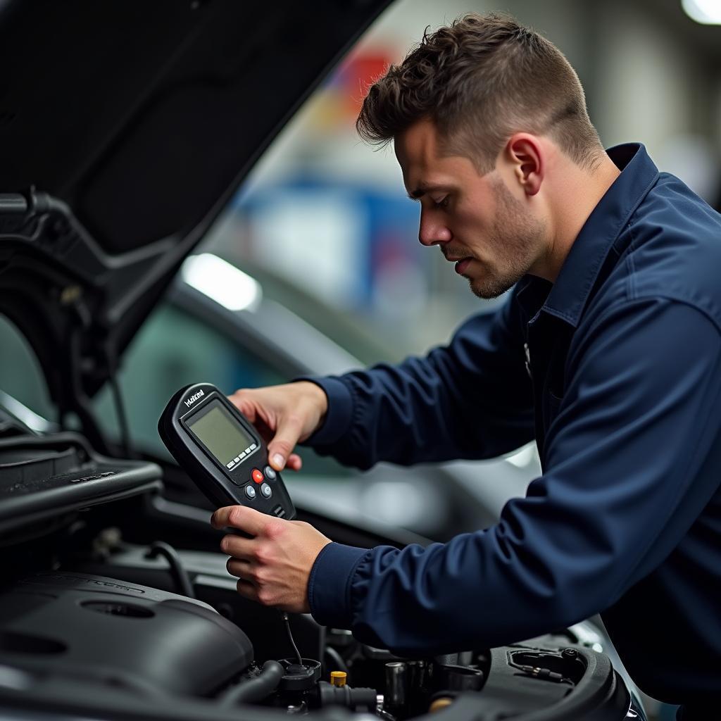 Halfords Mechanic Inspecting Car Engine