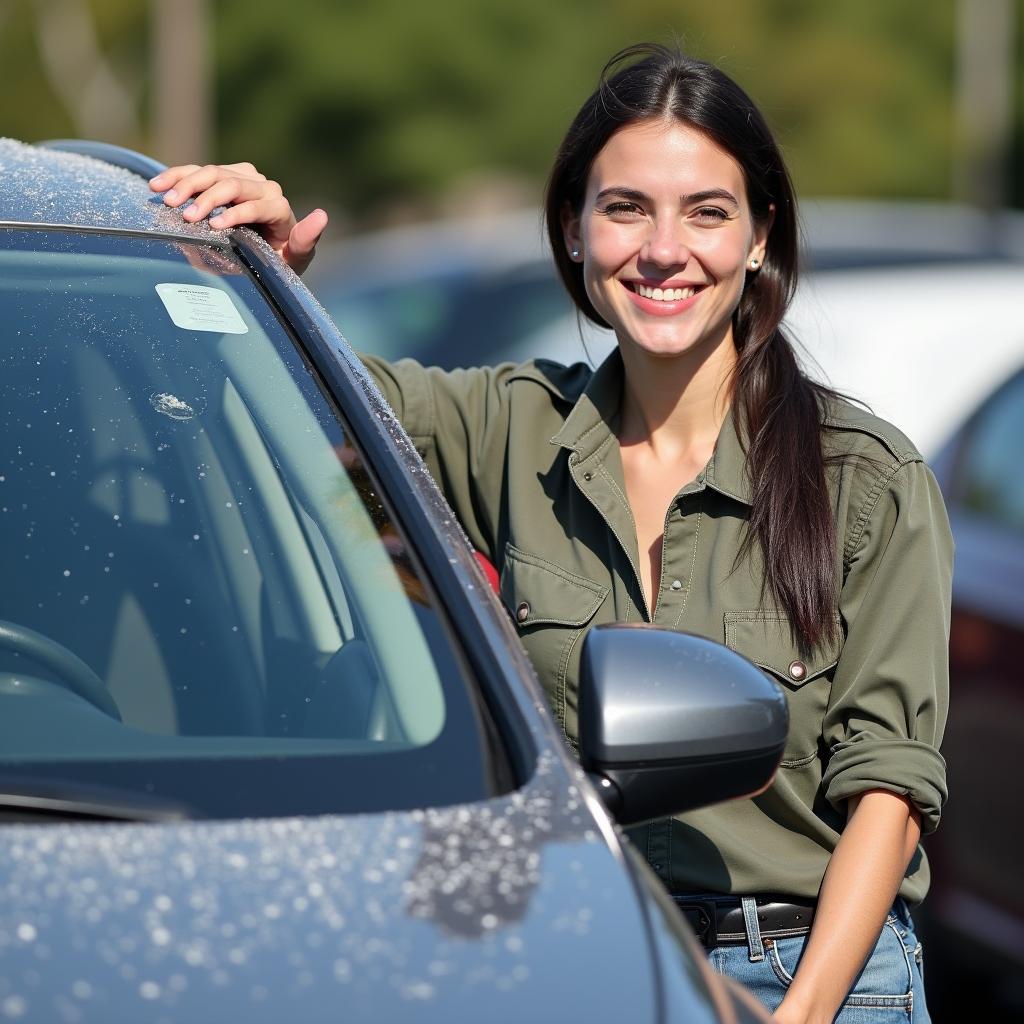 A Satisfied Car Owner After a Professional Car Wash