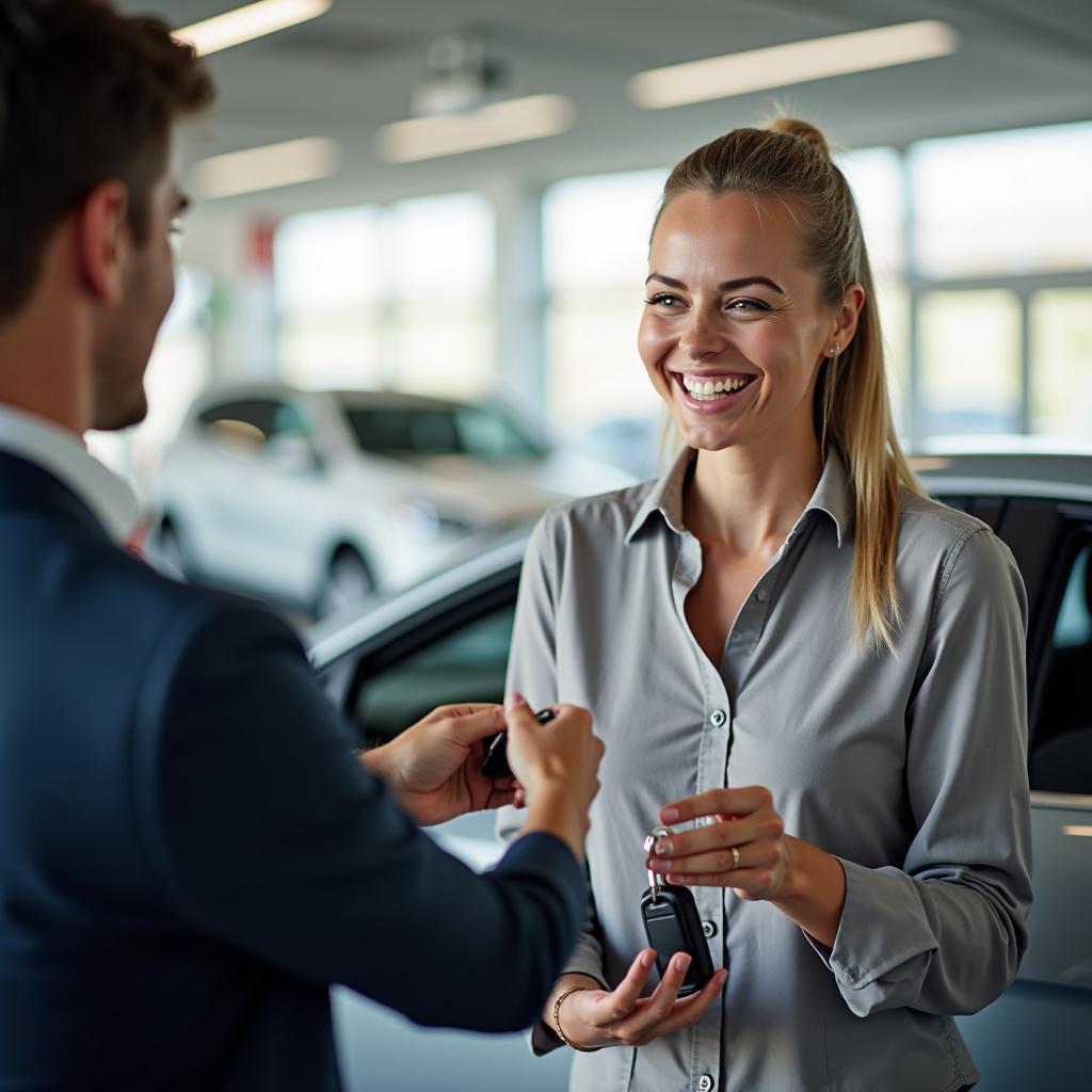 Happy Car Owner Receiving Keys