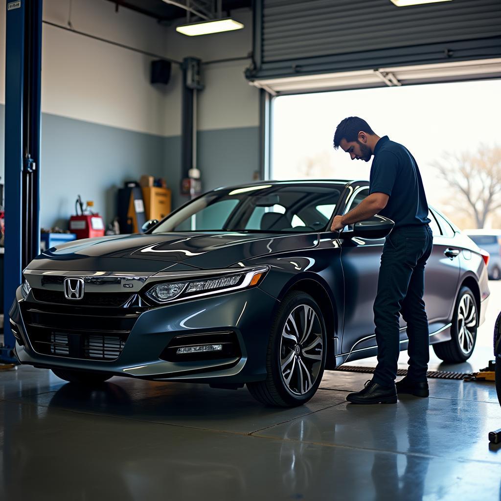 Honda Accord undergoing service in Merit