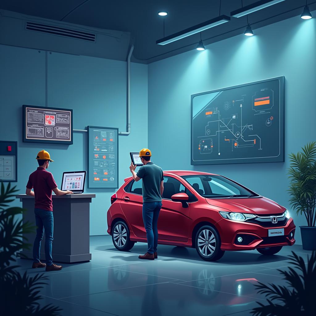 Advanced Diagnostic Equipment at a Honda Car Service Center in Jaipur