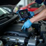 Car diagnostics at a Honda service centre