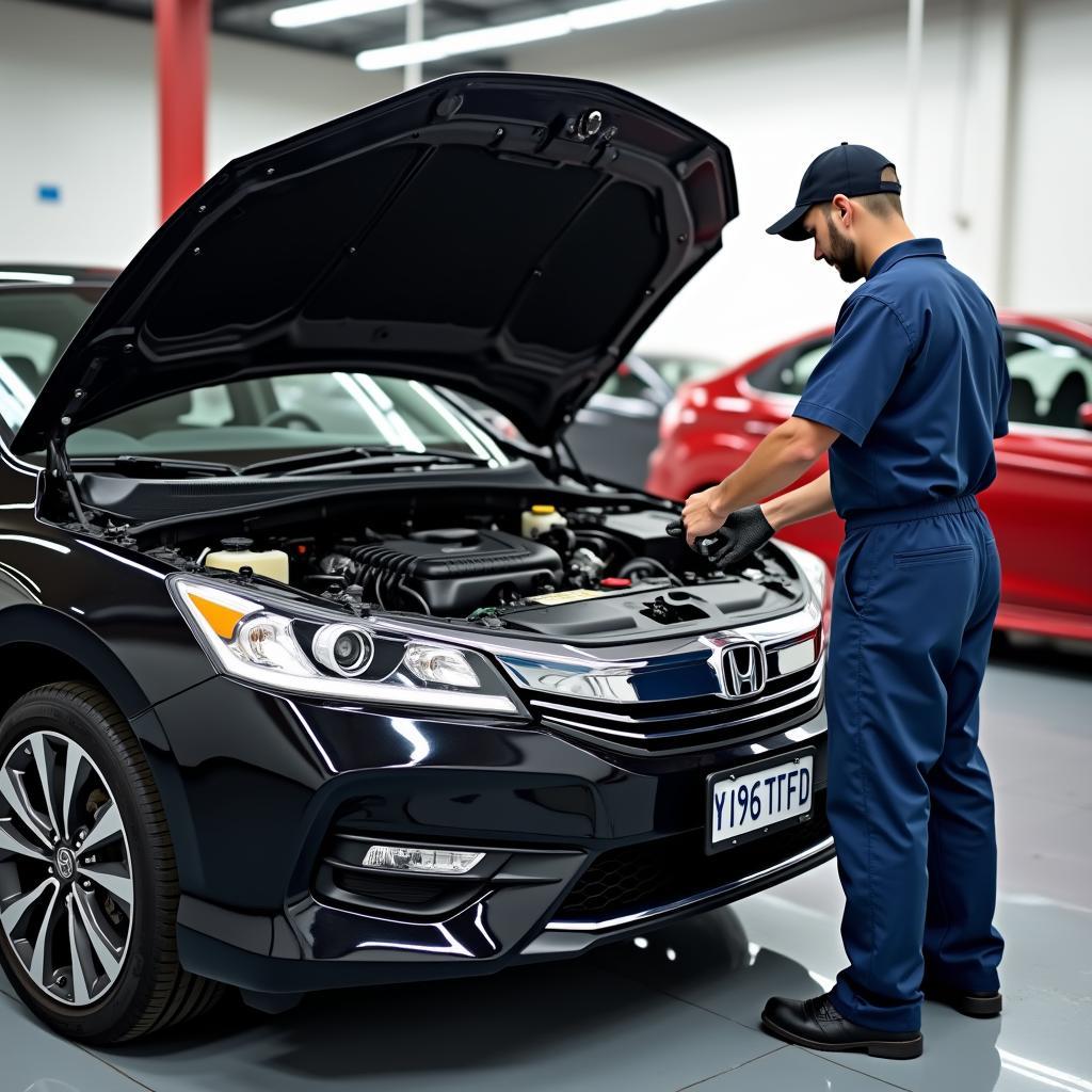 Honda Car undergoing routine maintenance