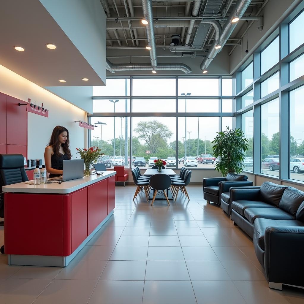 Comfortable and modern customer waiting area at a Honda service centre in Adyar