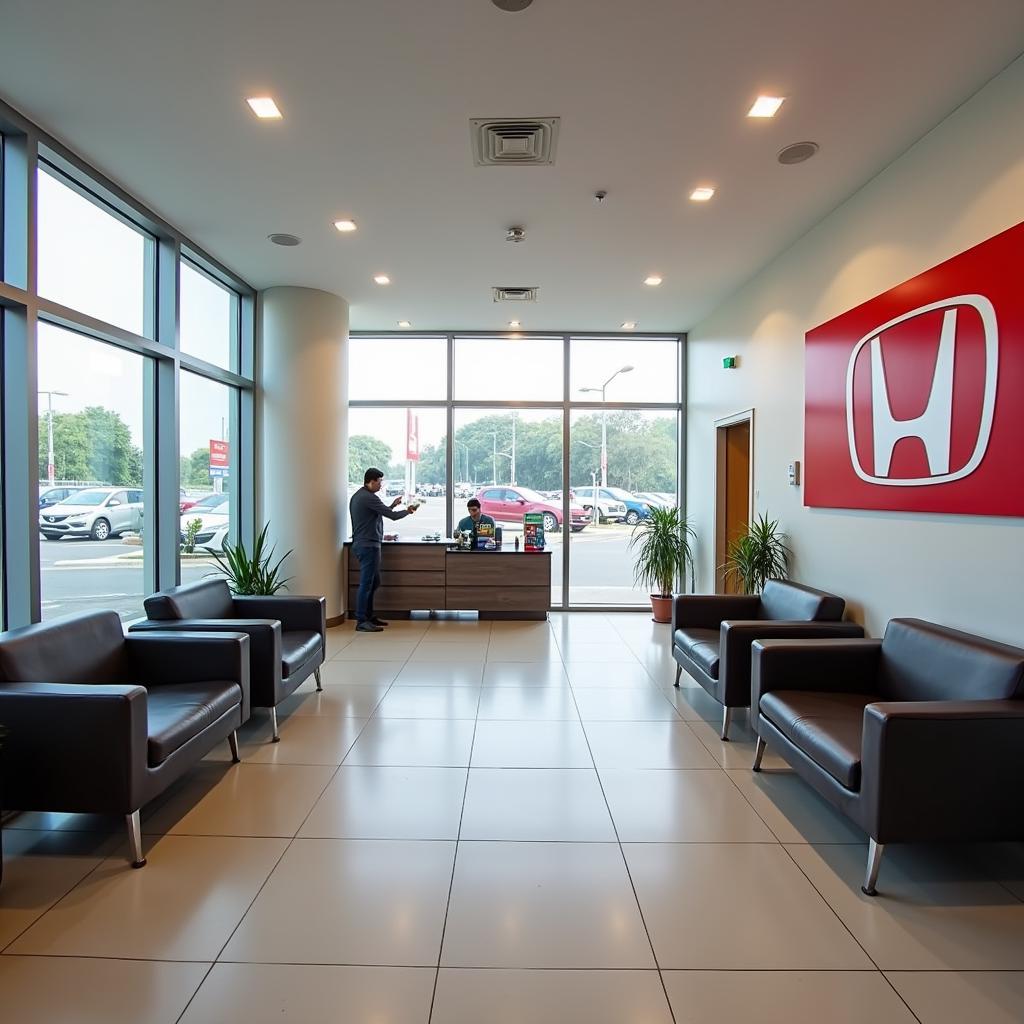 Comfortable and Modern Waiting Area at a Honda Service Center in Ahmedabad