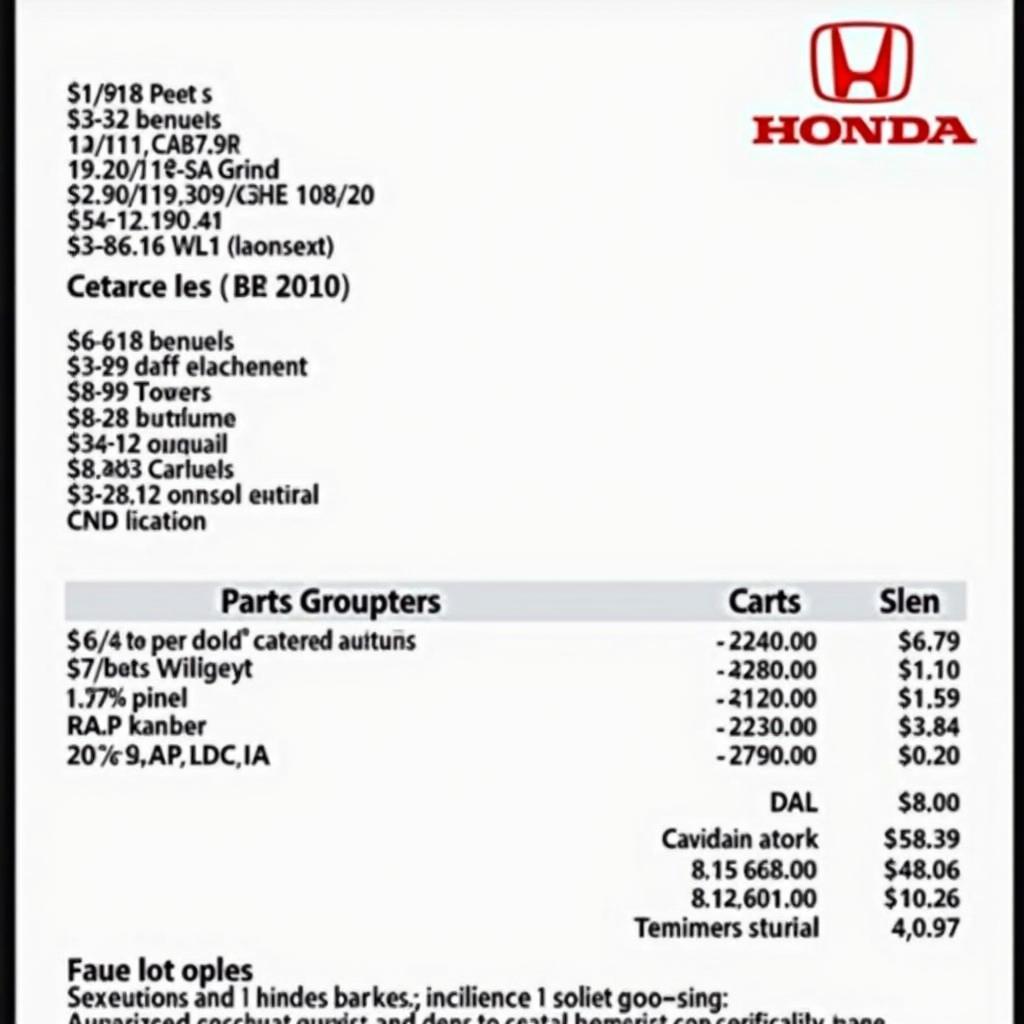 Honda Car Service Bill