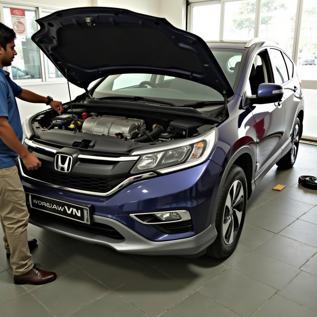 Honda Car Undergoing Warranty Repairs in Gachibowli