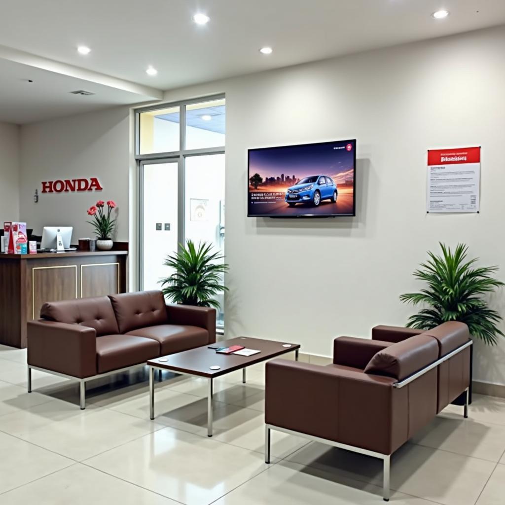 Modern and Comfortable Waiting Area at a Honda Car Service Center in Jaipur