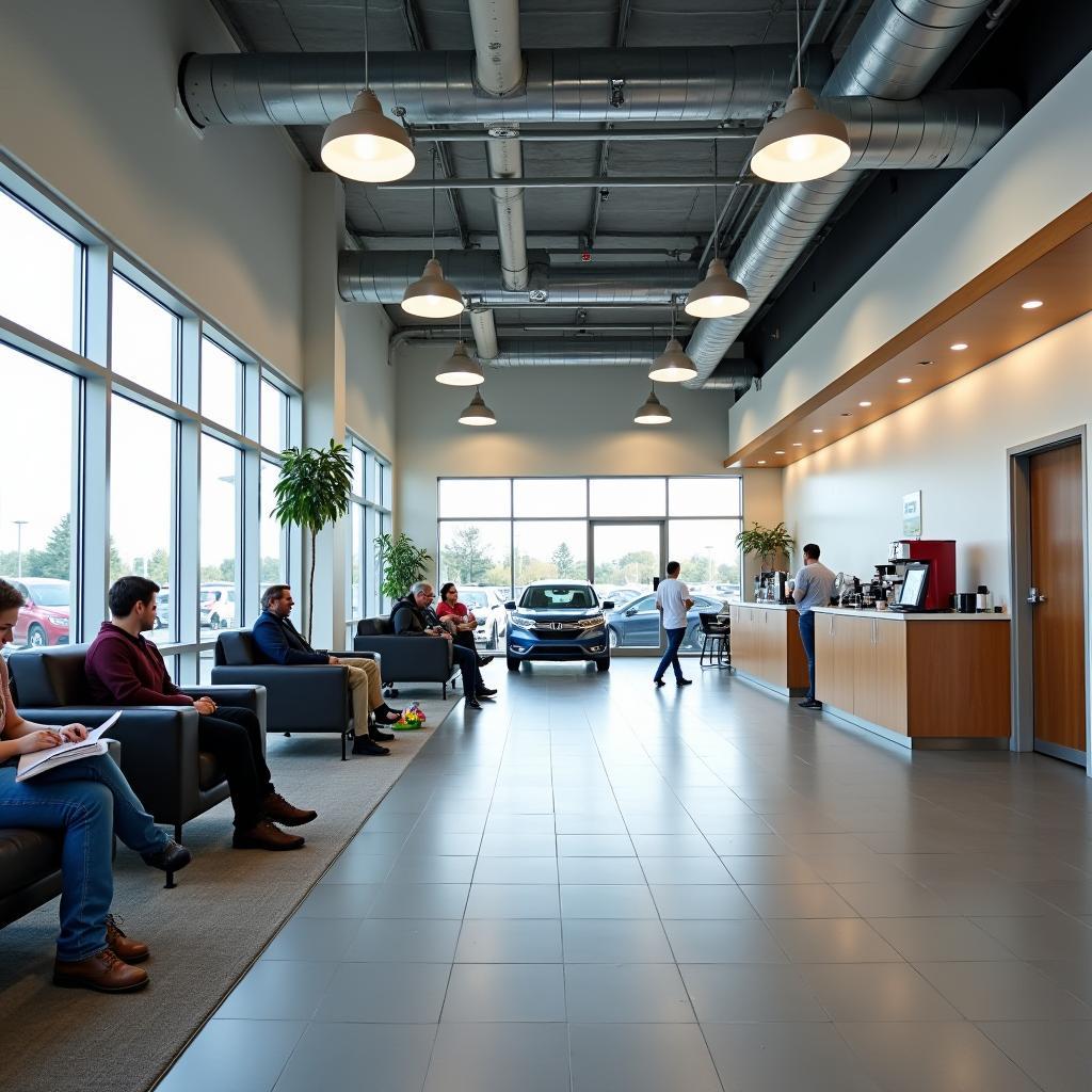 Modern and Comfortable Waiting Area at a Honda Car Service Center