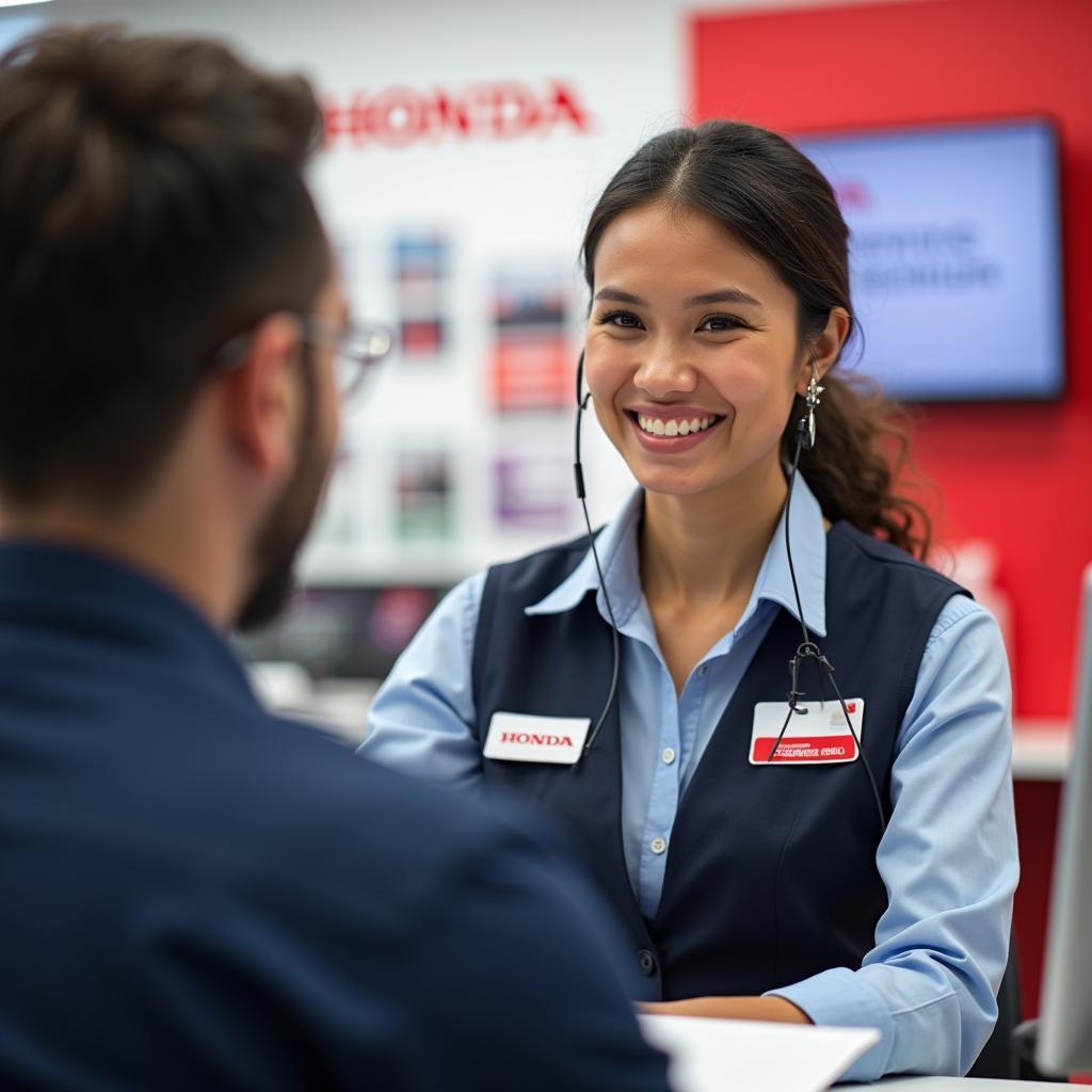 Friendly Customer Service Representative at Honda Car Service Centre