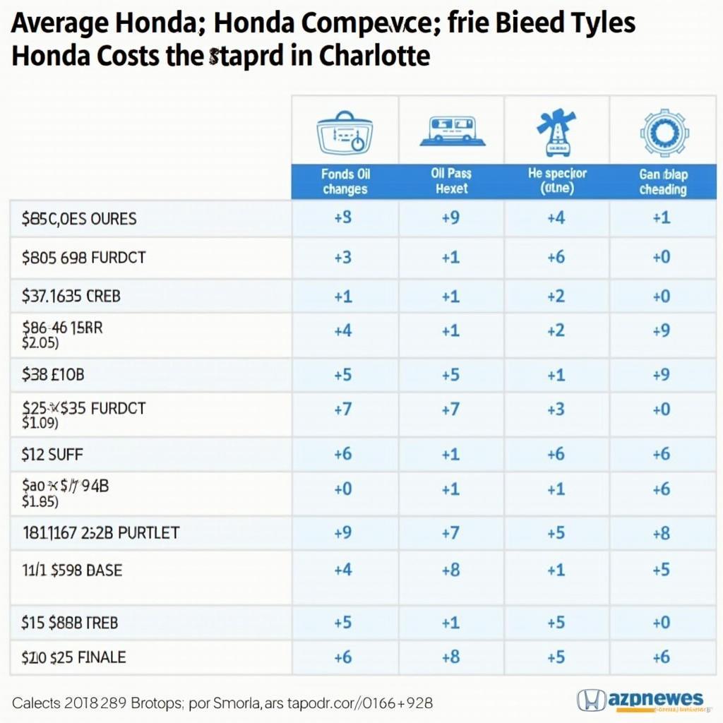 Honda Car Service Cost Comparison Chart