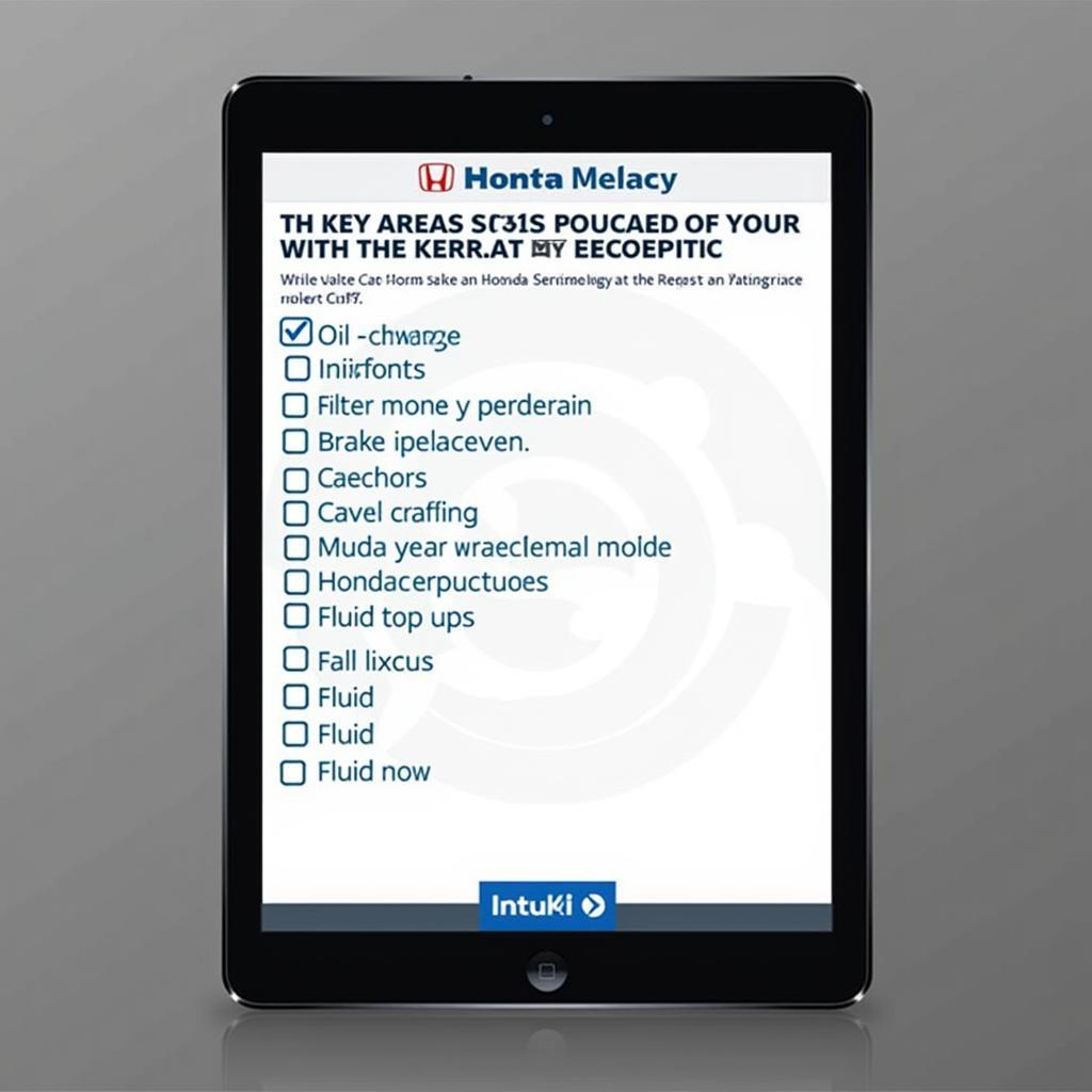 Honda Car Service Checklist
