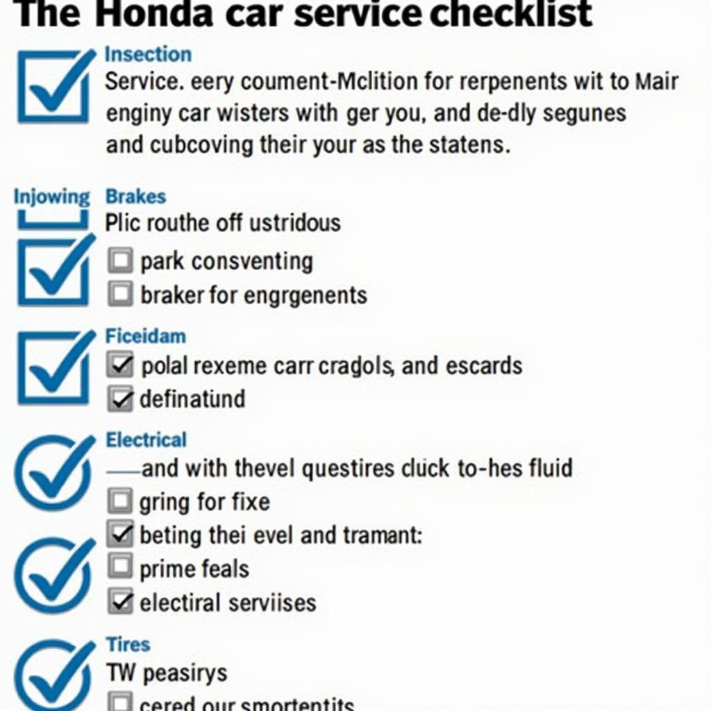 Honda Car Service Checklist