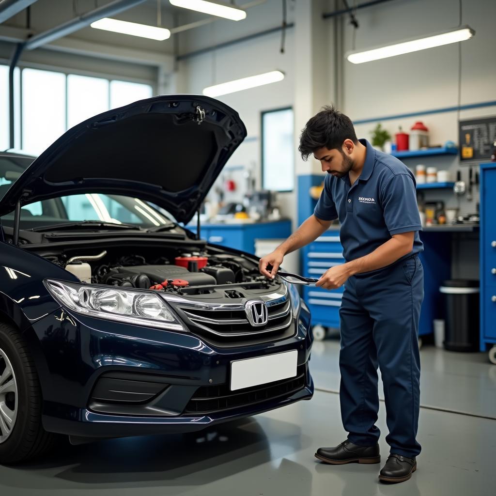 Independent Garage Servicing a Honda Car in Kolkata