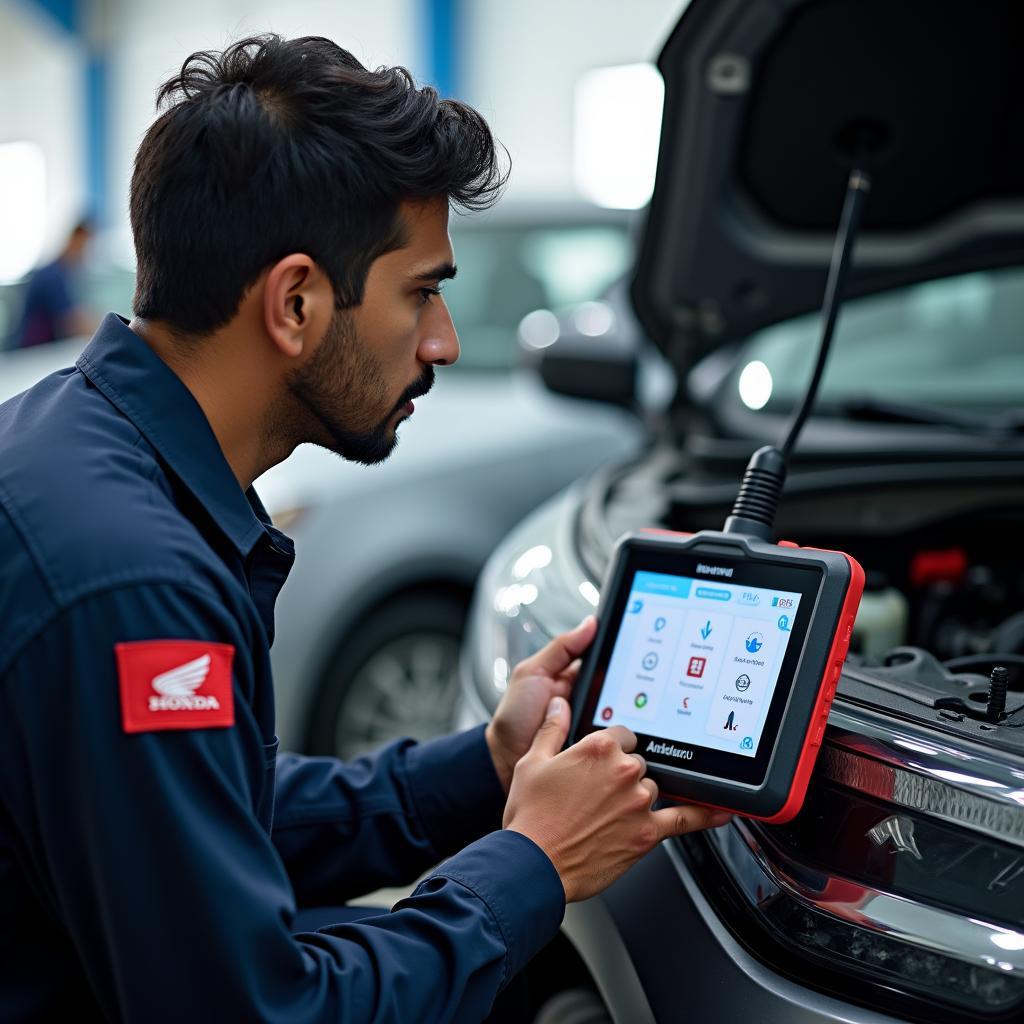 Expert Honda Technician at Work