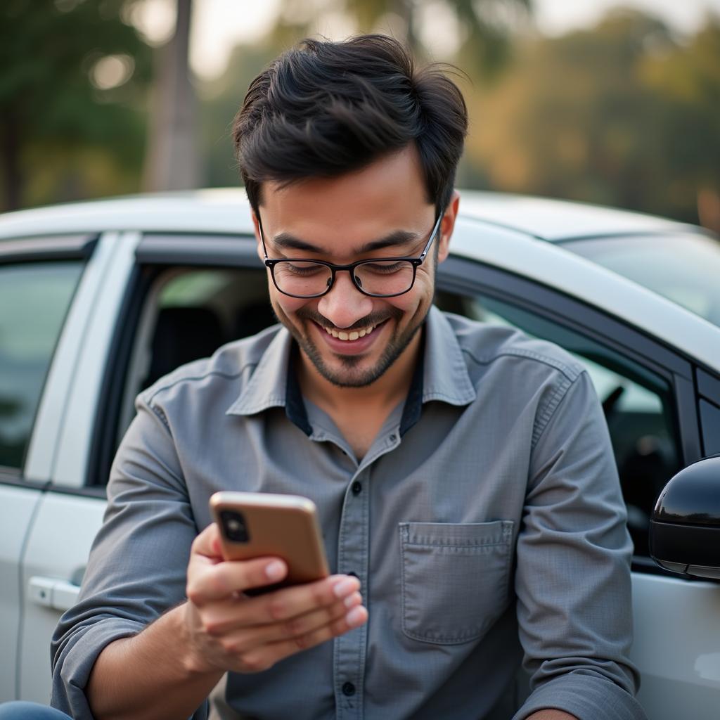 Customer reviewing Honda car service in Pune