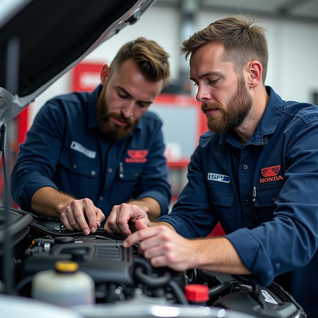 Skilled Honda Technicians at Work