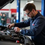 Honda Technician Working in a Service Centre