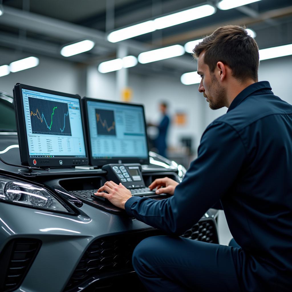 Honda Car Undergoing Diagnostic Testing