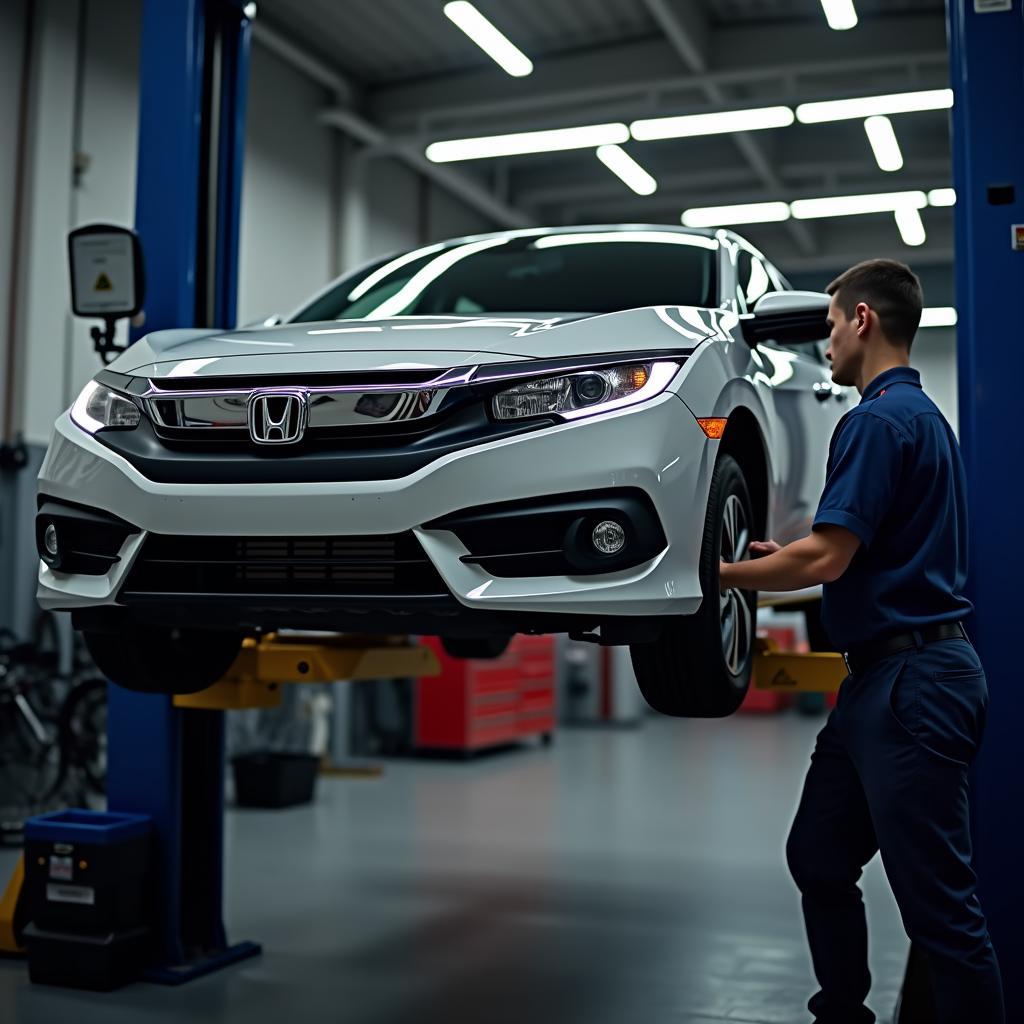 Honda Car Undergoing Routine Maintenance