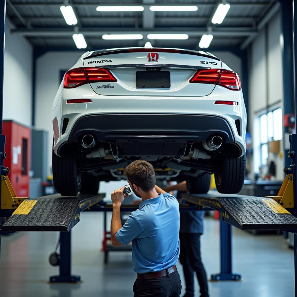 Honda Car Being Serviced at a Modern Facility