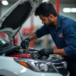 Honda Certified Technician Working on a Car in Thavalakuppam