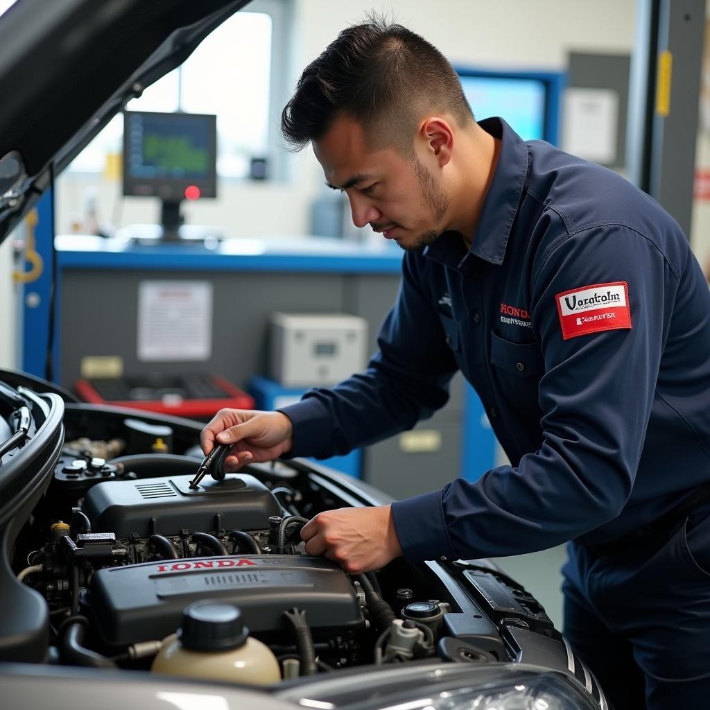 A Honda certified technician working on a car in Jaipur