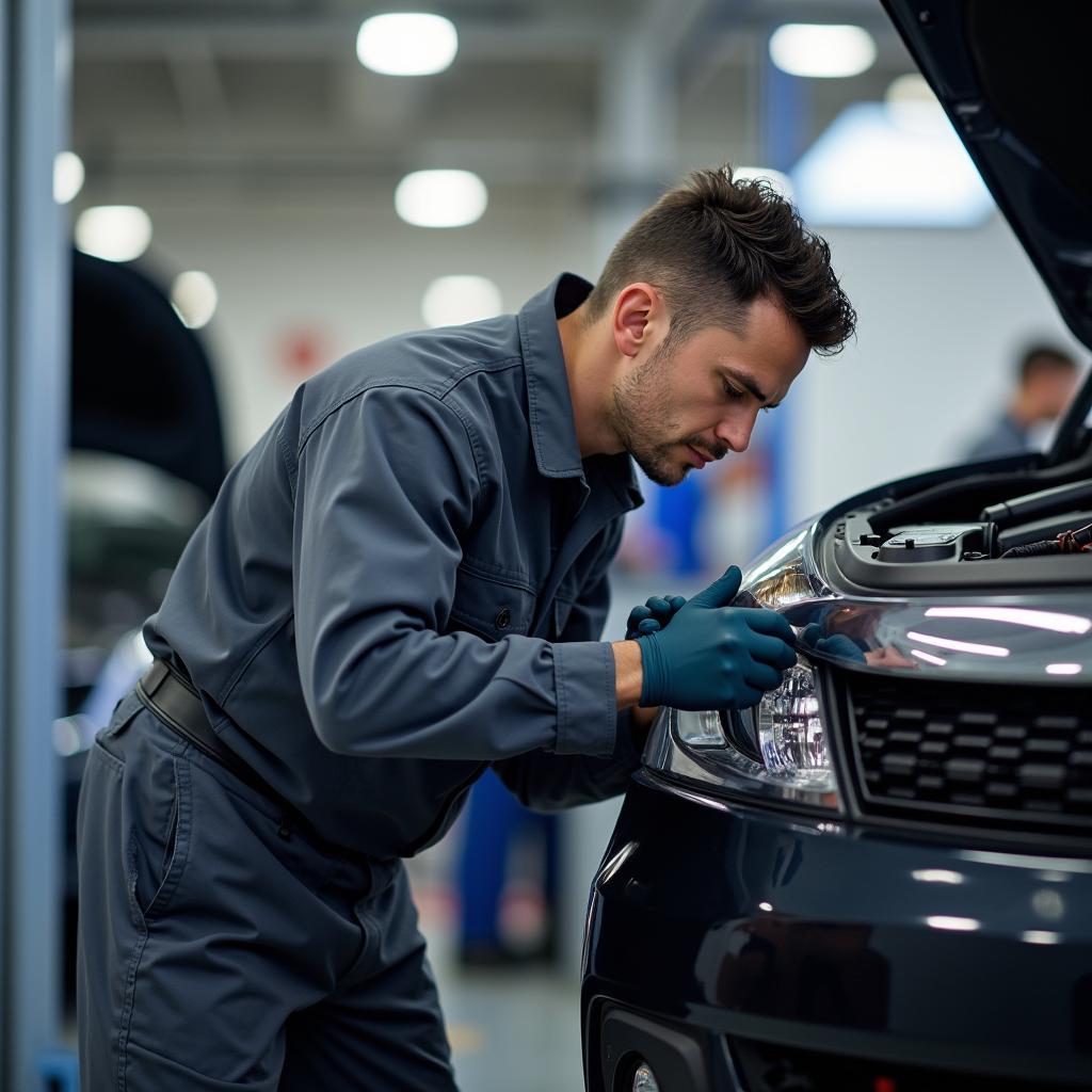 Honda Certified Technician Performing Car Service