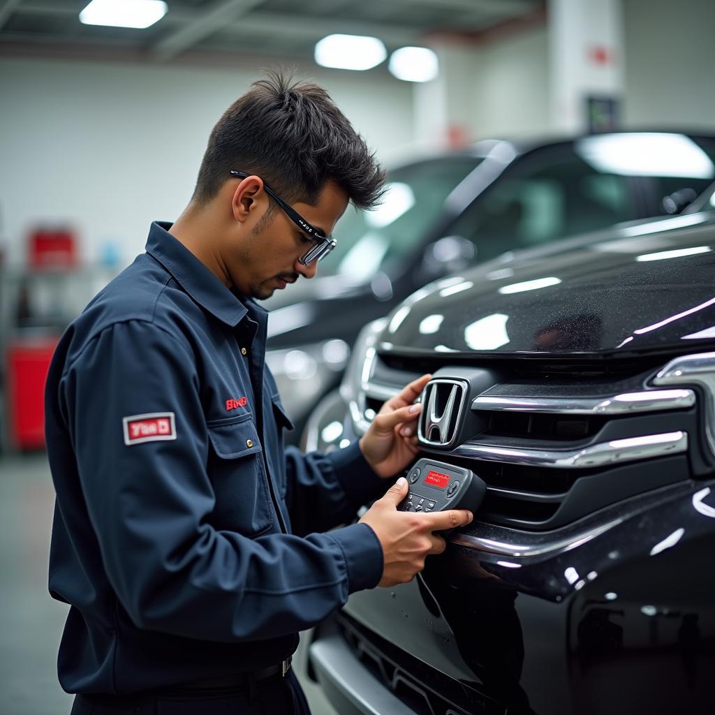 Honda Certified Technician Working on a Car in Allahabad