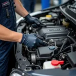 Honda Certified Technician Working on Engine