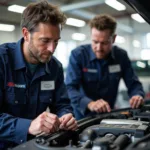 Honda Certified Technicians working on a car engine