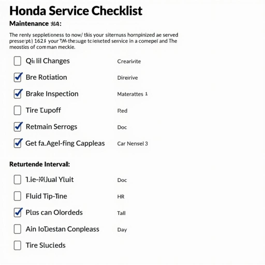 Honda City 2019 Service Checklist