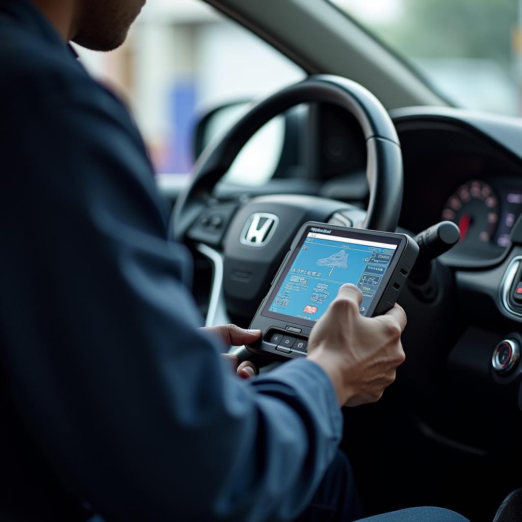 Honda City diagnostic equipment in a Delhi service center