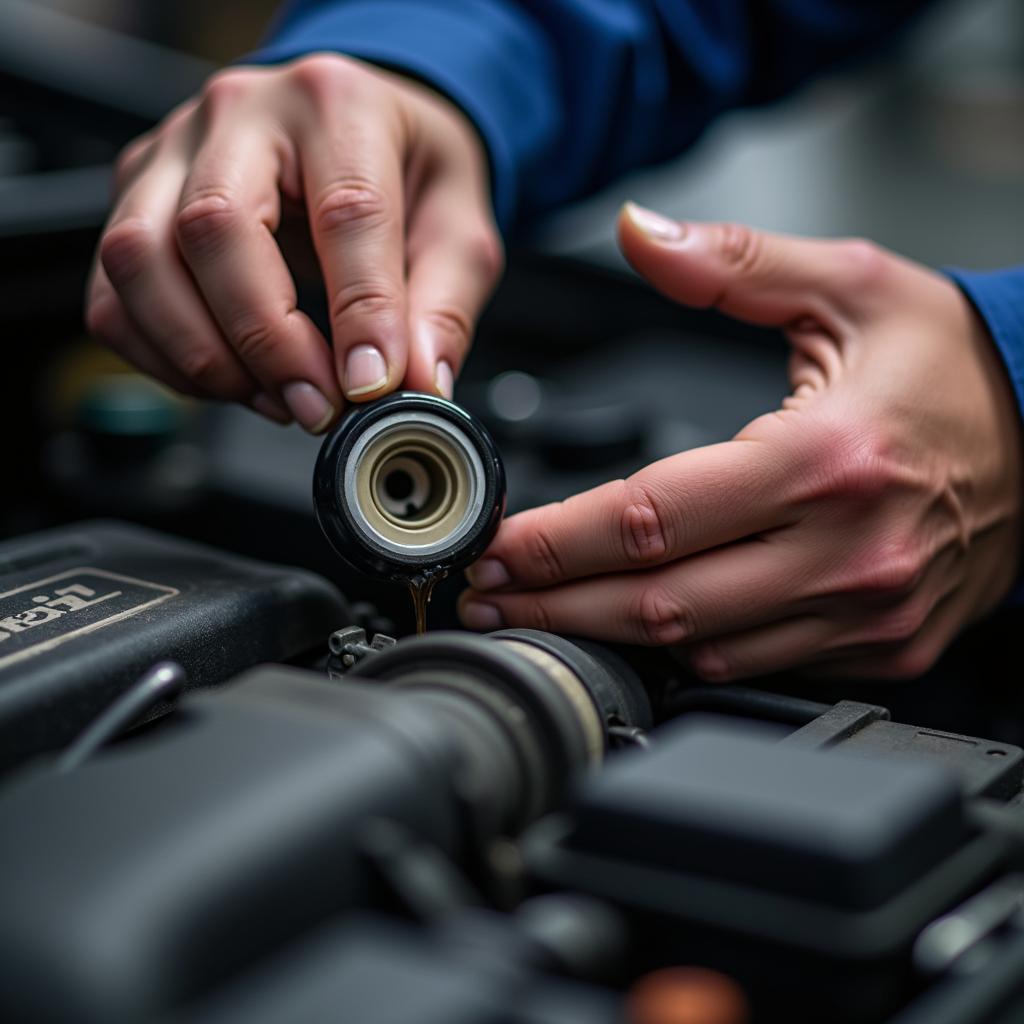 Honda City getting an oil change