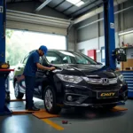 Honda City undergoing regular maintenance in Palarivattom