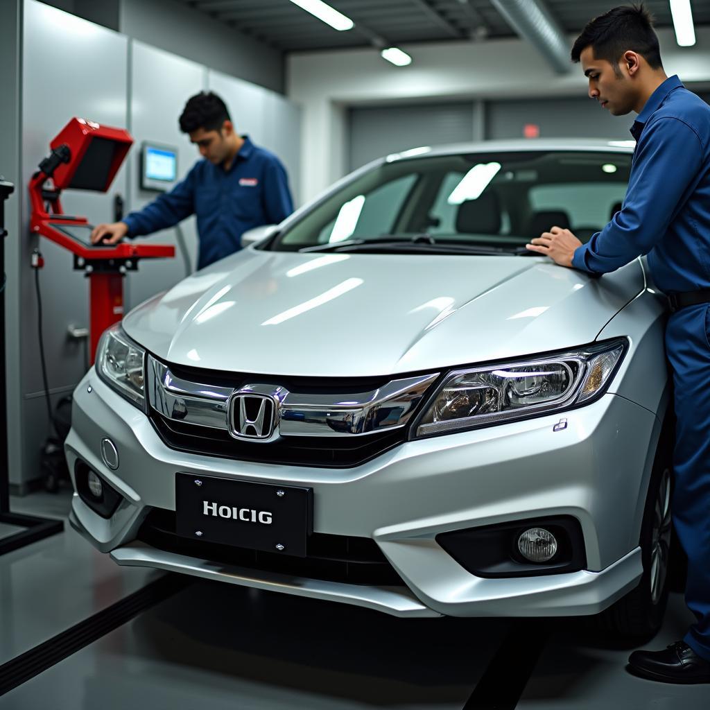 Honda City undergoing service in Ghaziabad