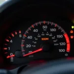 Dashboard warning lights illuminated on a Honda car