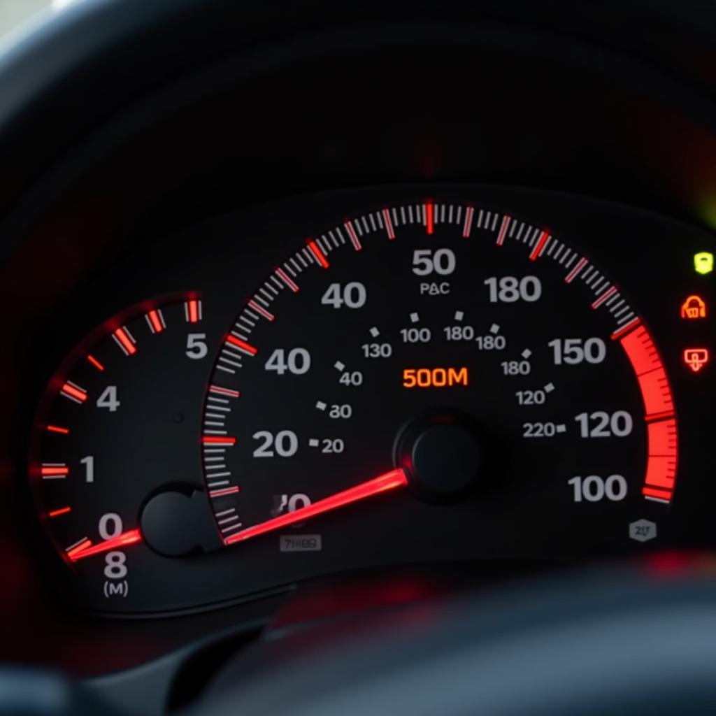 Dashboard warning lights illuminated on a Honda car